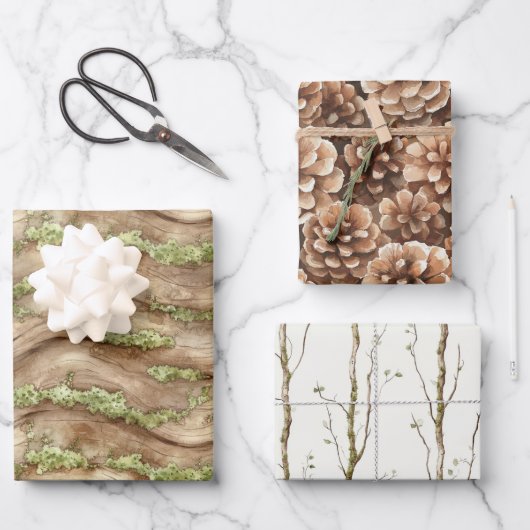 Feuille De Papier Cadeau Arbre Brun Vert (Recto)