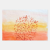 Feuille De Papier Cadeau Arbre Coucher de soleil aquarelle main peint (Devant 3)