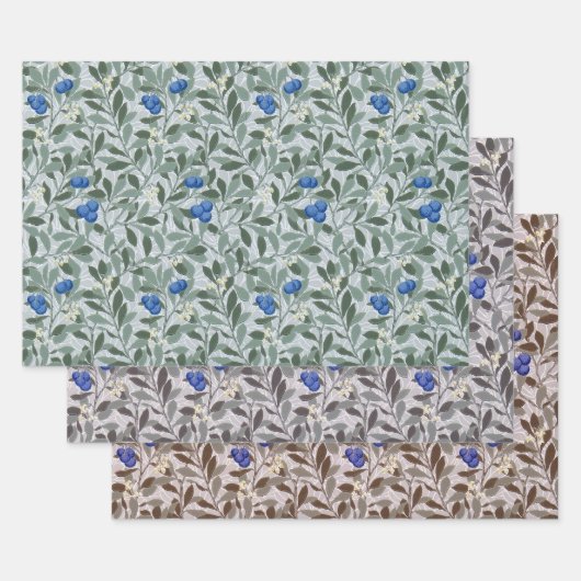 Feuille De Papier Cadeau Arbre de myrtille, William Morris (Lot)