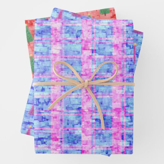 Feuille De Papier Cadeau Arbre de Noël Abstrait moderne Motif aquarelle (En situation)