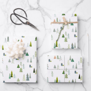 Feuille De Papier Cadeau Arbre de Noël Aquarelle