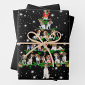 Feuille De Papier Cadeau Arbre De Noël Beagle Couvert De Flamme De Flamme (En situation)