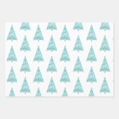 Feuille De Papier Cadeau Arbre de Noël blanc Aqua Bleu Éperche (Devant)