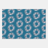 Feuille De Papier Cadeau Arbre de Noël blanc bleu (Devant 3)