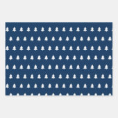 Feuille De Papier Cadeau Arbre de Noël blanc bleu marine et moderne (Devant 2)