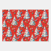 Feuille De Papier Cadeau Arbre de Noël blanc rétro (Devant)