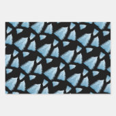 Feuille De Papier Cadeau Arbre De Noël Bleu Sur Noir Et Bleu (Devant 3)
