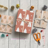 Feuille De Papier Cadeau Arbre de Noël brun Boho set 3
