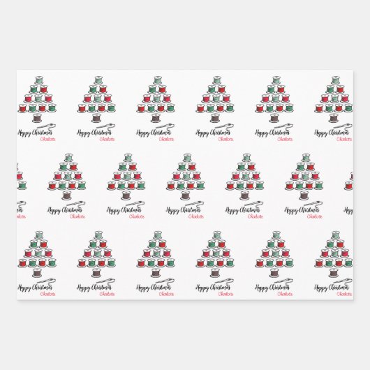 Feuille De Papier Cadeau Arbre de Noël Cotton Reel (Devant)