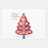 Feuille De Papier Cadeau Arbre de Noël d'art populaire scandinave (Devant)