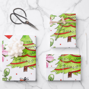 Feuille De Papier Cadeau Arbre de Noël d'hiver