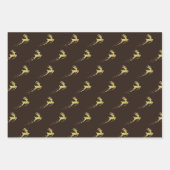 Feuille De Papier Cadeau Arbre de Noël doré avec rennes (Devant 2)