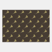 Feuille De Papier Cadeau Arbre de Noël doré avec rennes (Devant)