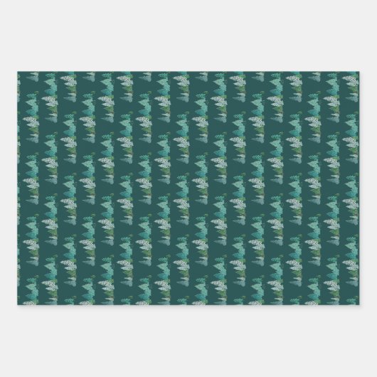 Feuille De Papier Cadeau Arbre de Noël en filière pin vert (Devant 2)