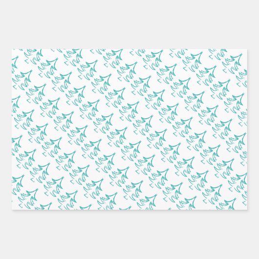 Feuille De Papier Cadeau Arbre De Noël En Rouge, Bleu, Vert (Devant 3)