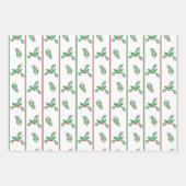 Feuille De Papier Cadeau Arbre de Noël et baies à rayures (Devant)