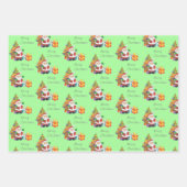 Feuille De Papier Cadeau Arbre de Noël et Père Noël Joyeux Noël (Devant)