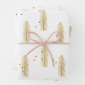 Feuille De Papier Cadeau Arbre de Noël Gold (En situation)