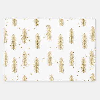 Feuille De Papier Cadeau Arbre de Noël Gold