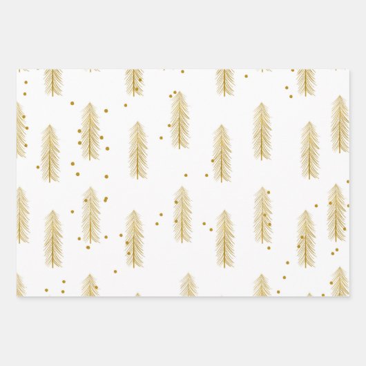 Feuille De Papier Cadeau Arbre de Noël Gold (Devant)