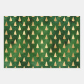 Feuille De Papier Cadeau Arbre de Noël Holly Motif Green Gold (Devant)
