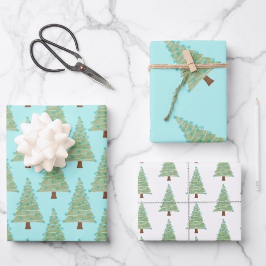 Feuille De Papier Cadeau Arbre de Noël minimaliste (Recto)