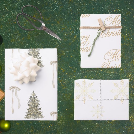 Feuille De Papier Cadeau Arbre de Noël moderne et Motif arc mignon