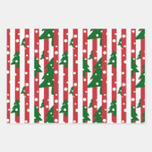 Feuille De Papier Cadeau Arbre de Noël moderne motif rouge vert rayé (Devant 2)
