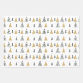 Feuille De Papier Cadeau Arbre de Noël moderne noir blanc (Devant 2)