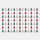 Feuille De Papier Cadeau Arbre de Noël moderne, Turquoise, Aqua, Rouge (Devant)