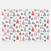 Feuille De Papier Cadeau Arbre de Noël Motif et rayures | Moderne (Devant)