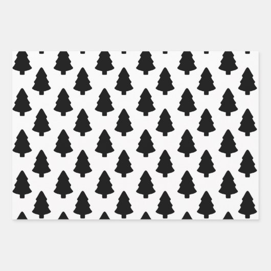 Feuille De Papier Cadeau Arbre de Noël noir (Devant)