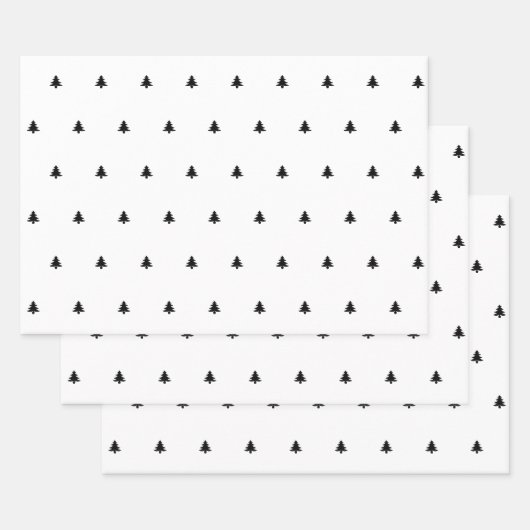 Feuille De Papier Cadeau Arbre de Noël noir/blanc Motif d'icône simple (Lot)