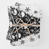 Feuille De Papier Cadeau Arbre de Noël Noir Crânes et os 3 arts (En situation)