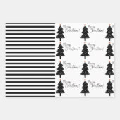 Feuille De Papier Cadeau Arbre de Noël noir et blanc (Devant 2)
