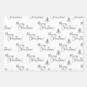 Feuille De Papier Cadeau Arbre de Noël noir et blanc (Devant)