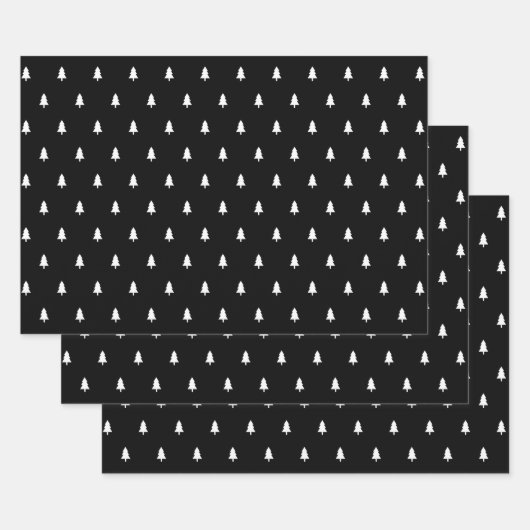 Feuille De Papier Cadeau Arbre de Noël noir et blanc (Lot)