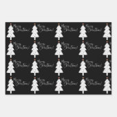 Feuille De Papier Cadeau Arbre de Noël noir et blanc (Devant 2)