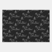 Feuille De Papier Cadeau Arbre de Noël noir et blanc (Devant)