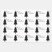 Feuille De Papier Cadeau Arbre de Noël noir et blanc (Devant 2)