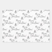 Feuille De Papier Cadeau Arbre de Noël noir et blanc (Devant)