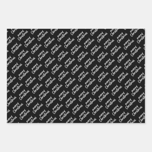 Feuille De Papier Cadeau Arbre de Noël noir et blanc élégant (Devant 3)