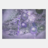 Feuille De Papier Cadeau Arbre de Noël Ornements Élégants Violet Vacances (Devant 3)