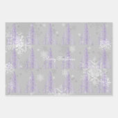 Feuille De Papier Cadeau Arbre de Noël pourpre et flocons de neige (Devant 3)