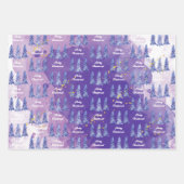 Feuille De Papier Cadeau Arbre de Noël pourpre Flèches de neige dorées (Devant)