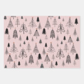 Feuille De Papier Cadeau Arbre de Noël rose et blanc (Devant 3)