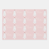 Feuille De Papier Cadeau Arbre de Noël rose et blanc (Devant 2)