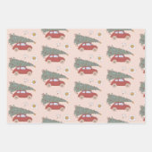 Feuille De Papier Cadeau Arbre de Noël rose rétro Super (Devant 3)