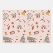 Feuille De Papier Cadeau Arbre de Noël rose rétro Super (Devant)