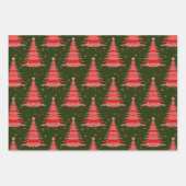 Feuille De Papier Cadeau Arbre de Noël Rouge Vert Motif Design (Devant)